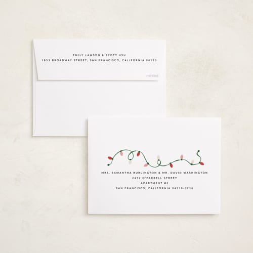 This is a holly holiday photo cards with standard by Kamala Nahas called wreck the halls with boughs of jolly printing on recycled smooth signature in standard
