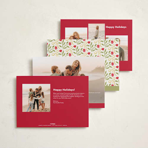This is a holly holiday photo cards with standard by Jenny Millington called merry greeting printing on recycled smooth signature in standard