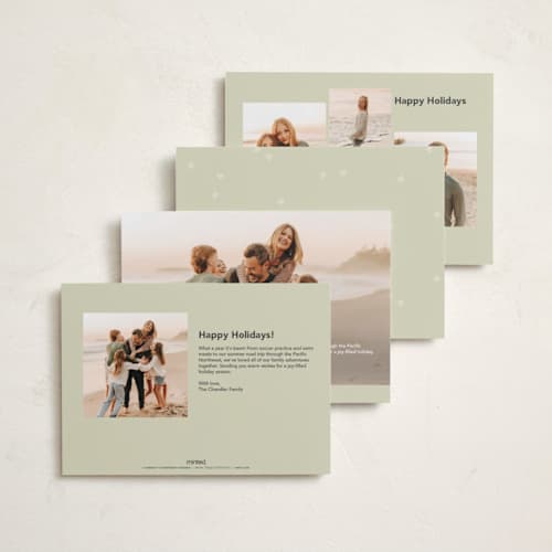 This is a mint holiday photo cards with standard by Lori Wemple called happy holiday frame printing on recycled smooth signature in standard