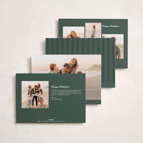 This is a forest holiday photo cards with standard by Stacey Meacham called classic dots printing on recycled smooth signature in standard