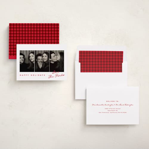 This is a berry holiday photo cards with standard by Kelly Schmidt called handwritten name printing on recycled smooth signature in standard