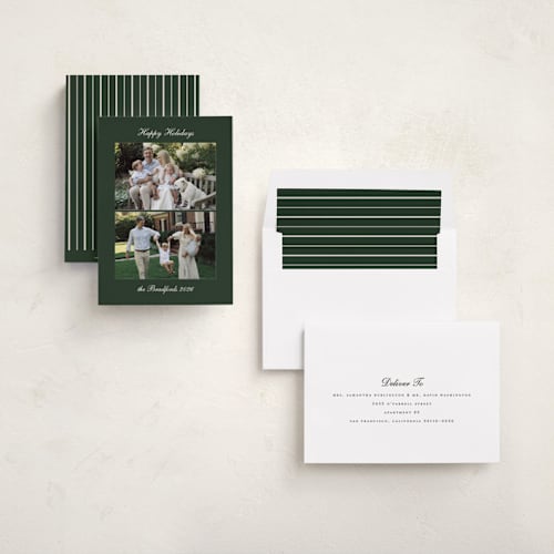 This is a evergreen holiday photo cards with standard by Nicole Walsh called duo script printing on recycled smooth signature in standard