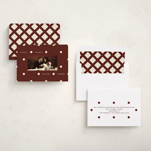This is a mulled wine holiday photo cards with standard by Inkblot Design called jingle dot printing on recycled smooth signature in standard