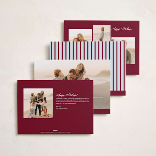 This is a mulled wine holiday photo cards with standard by Pati Cascino called robin printing on recycled smooth signature in standard