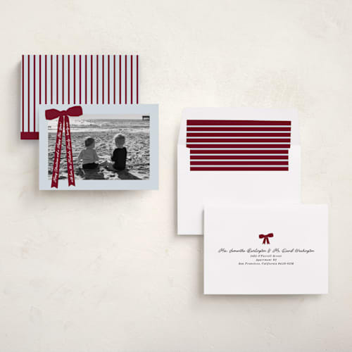 This is a mulled wine holiday photo cards with standard by Pati Cascino called robin printing on recycled smooth signature in standard