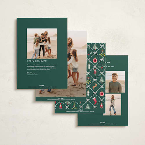 This is a leaf holiday photo cards with standard by Sarah Knight called festive icons printing on recycled smooth signature in standard