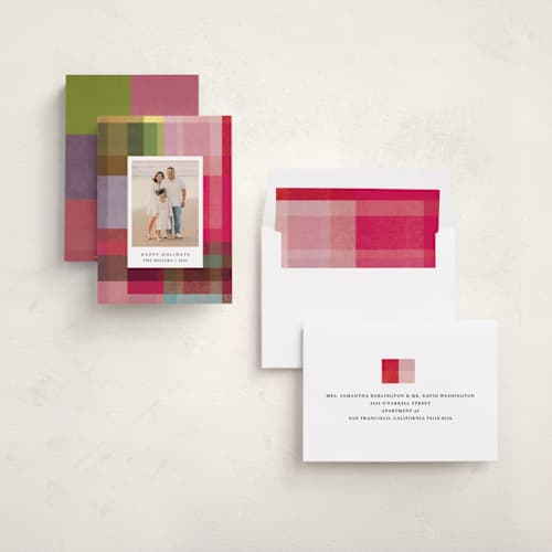 This is a candy holiday photo cards with standard by Sumak Studio called joyful check printing on recycled smooth signature in standard
