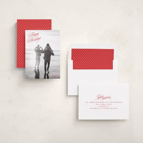This is a berry holiday photo cards with standard by JoAnn Jinks called neon vintage printing on recycled smooth signature in standard