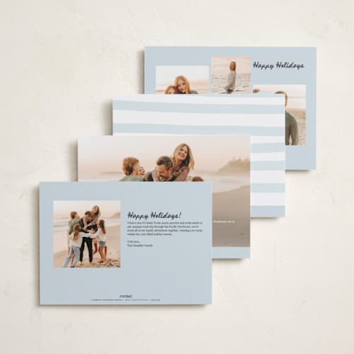 This is a winter sky holiday photo cards with standard by Lindsay Megahed called watercolor stripes printing on recycled smooth signature in standard