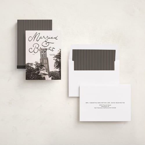 This is a moon rock holiday photo cards with standard by Abbigail Lim called married & bright printing on recycled smooth signature in standard