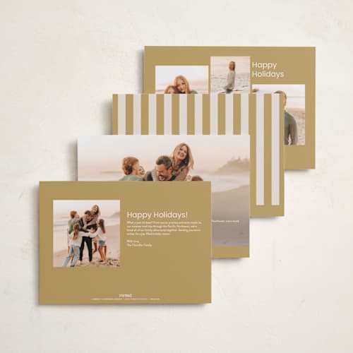 This is a canary holiday photo cards with standard by seulghi called bright trio printing on recycled smooth signature in standard