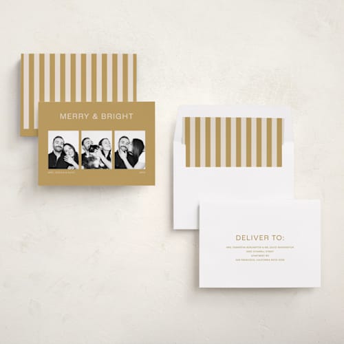This is a canary holiday photo cards with standard by seulghi called bright trio printing on recycled smooth signature in standard