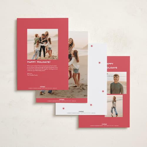 This is a peppermint holiday photo cards with standard by Megan Davis called galerie printing on recycled smooth signature in standard