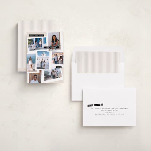 This is a marshmallow holiday photo cards with standard by Claudia Orengo called uniquely us printing on recycled smooth signature in standard