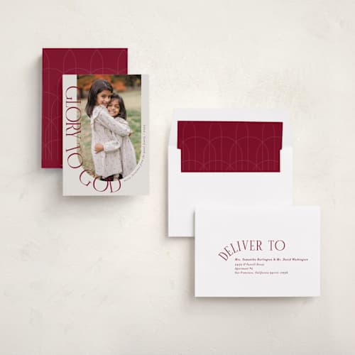This is a wine holiday photo cards with standard by Brianne Larsen called glory around printing on recycled smooth signature in standard