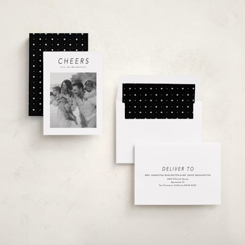 This is a charcoal holiday photo cards with standard by Lucrecia Caporale called aera printing on recycled smooth signature in standard