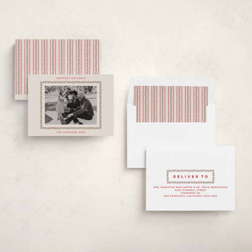 This is a cranberry holiday photo cards with standard by Kristie Kern called merriest berry printing on recycled smooth signature in standard