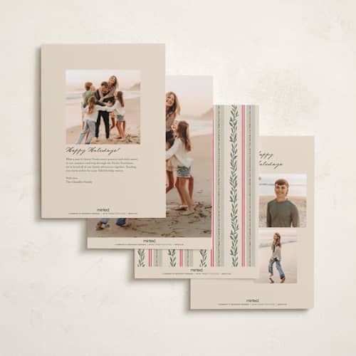 This is a wreath holiday photo cards with standard by Leia Matt called rustic romance printing on recycled smooth signature in standard
