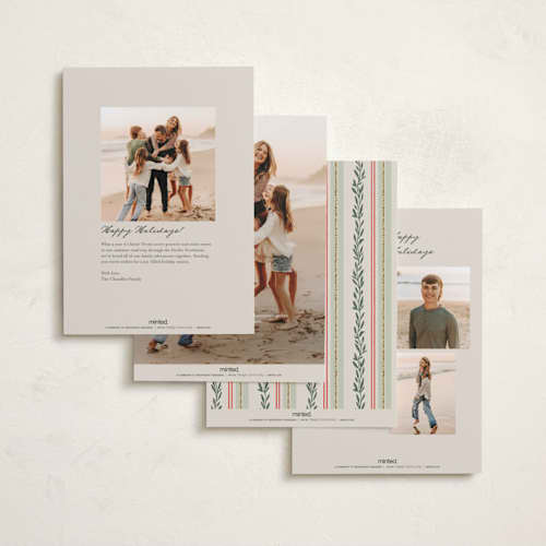This is a eucalyptus holiday photo cards with standard by Leia Matt called rustic romance printing on recycled smooth signature in standard