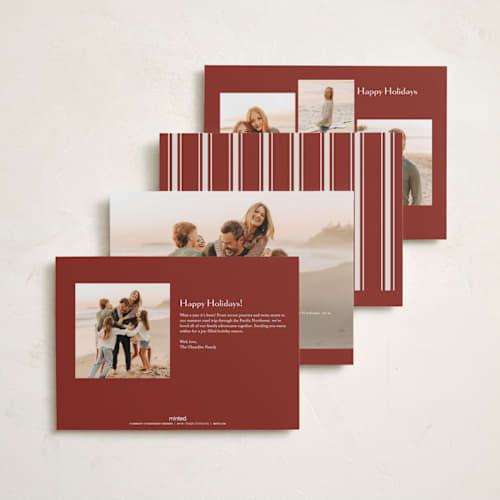 This is a mahogany holiday photo cards with standard by chocomocacino called zensai printing on recycled smooth signature in standard