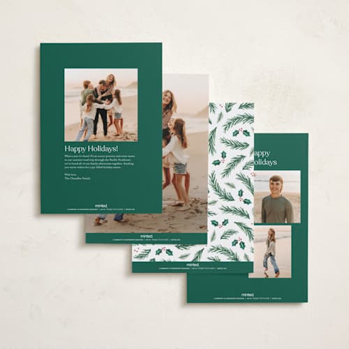 This is a snow holiday photo cards with standard by Hooray Creative called a married christmas printing on recycled smooth signature in standard