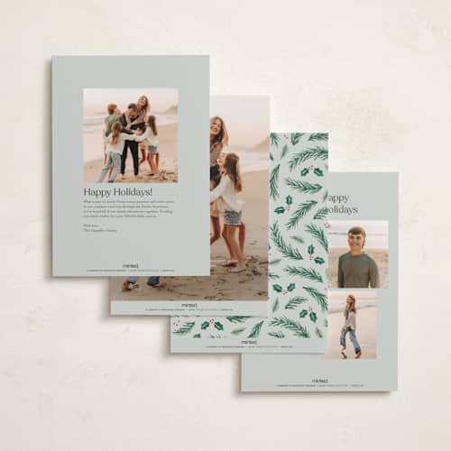 This is a sage holiday photo cards with standard by Hooray Creative called a married christmas printing on recycled smooth signature in standard