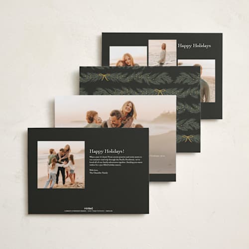 This is a midnight holiday photo cards with standard by Elly called ribbon garland printing on recycled smooth signature in standard