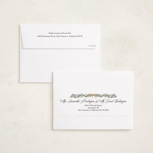 This is a midnight holiday photo cards with standard by Elly called ribbon garland printing on recycled smooth signature in standard