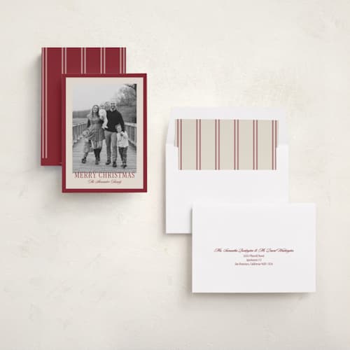 This is a cranberry holiday photo cards with standard by Angela Garrick called eastcoast printing on recycled smooth signature in standard