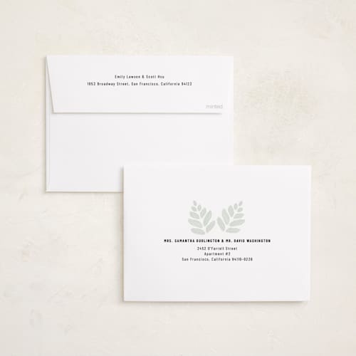 This is a sage holiday photo cards with standard by Mary Kay Garttmeier called new ho ho home printing on recycled smooth signature in standard