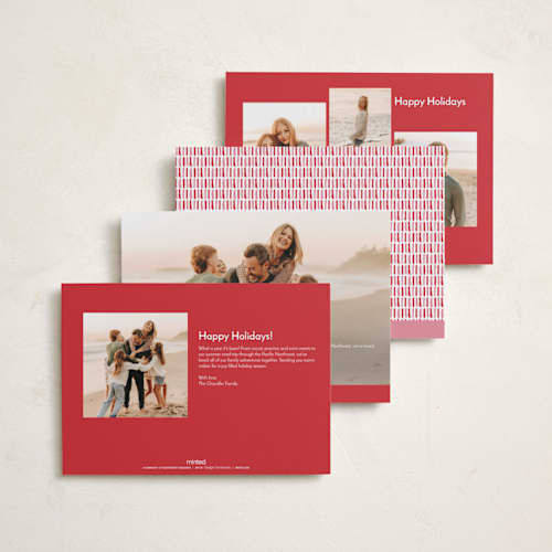 This is a candy cane holiday photo cards with standard by Sara Hicks Malone called biscuit printing on recycled smooth signature in standard