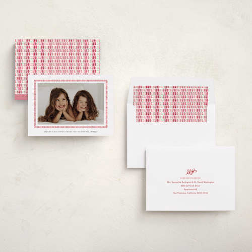 This is a candy cane holiday photo cards with standard by Sara Hicks Malone called biscuit printing on recycled smooth signature in standard