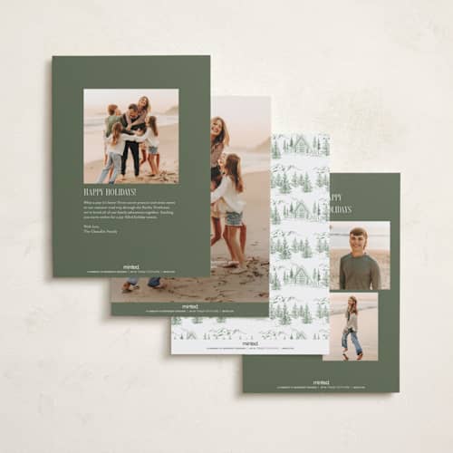 This is a forest holiday photo cards with standard by Petra Kern called winter mountain tale printing on recycled smooth signature in standard