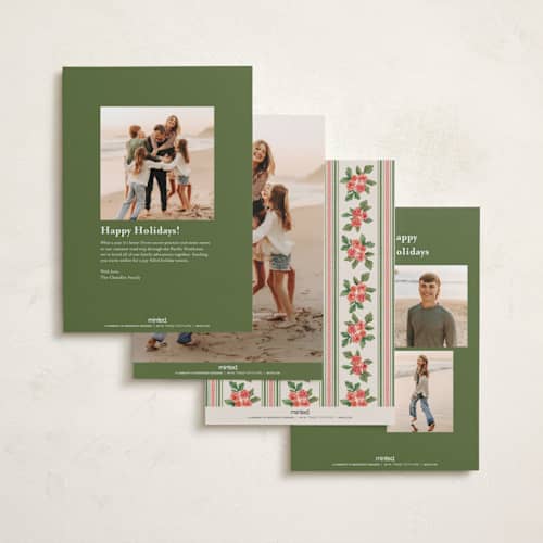 This is a buttercream holiday photo cards with standard by Christy Hy Lee called nostalgic wallpaper printing on recycled smooth signature in standard
