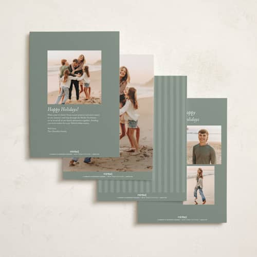 This is a eggnog holiday photo cards with standard by Amy Kross called spruce edge printing on recycled smooth signature in standard
