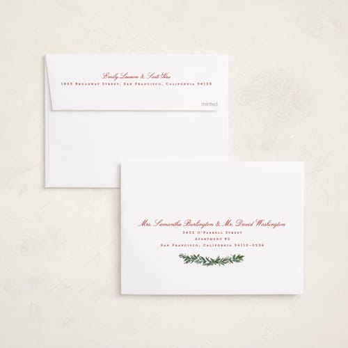 This is a frost holiday photo cards with standard by Amy Kross called spruce edge printing on recycled smooth signature in standard