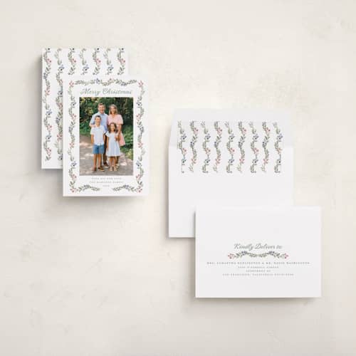 This is a winter holiday photo cards with standard by Petra Kern called border line printing on recycled smooth signature in standard