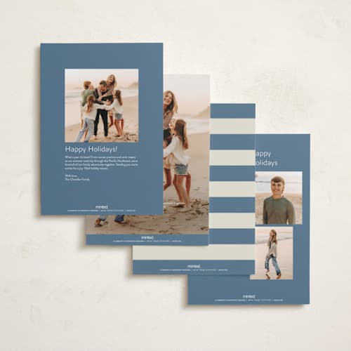 This is a french blue holiday photo cards with standard by Sarah Brown called vacation snapshot printing on recycled smooth signature in standard