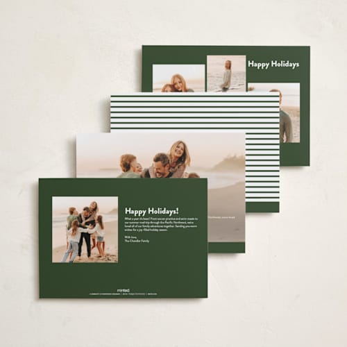 This is a spruce holiday photo cards with standard by JoAnn Jinks called border printing on recycled smooth signature in 5x7