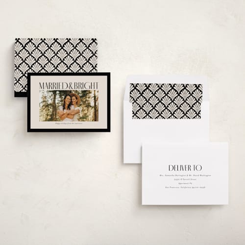 This is a ink holiday photo cards with standard by Ekko Studio called married & bright printing on recycled smooth signature in standard