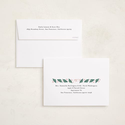 This is a pine needle holiday photo cards with standard by Julie Murray called francie printing on recycled smooth signature in standard