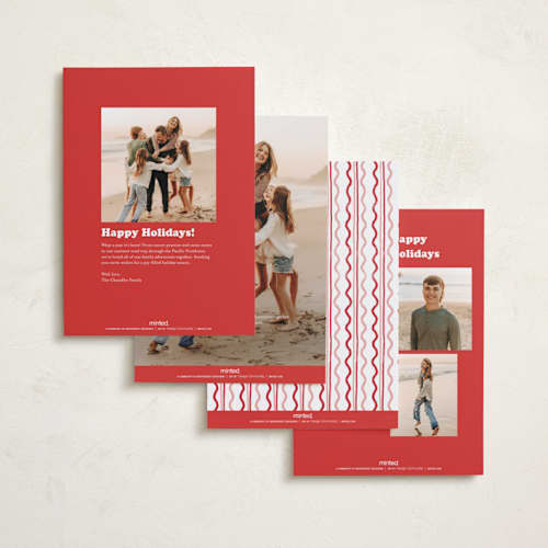 This is a peppermint holiday photo cards with standard by Carrie ONeal called festive-ish printing on recycled smooth signature in standard