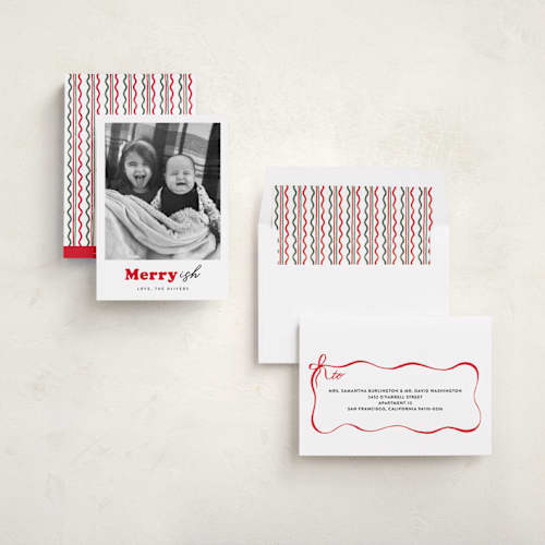 This is a holly holiday photo cards with standard by Carrie ONeal called festive-ish printing on recycled smooth signature in standard