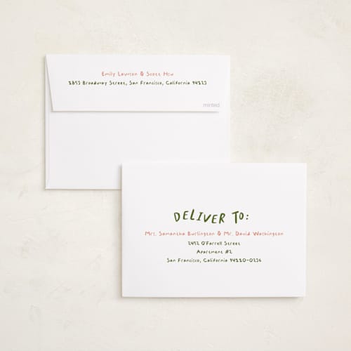 This is a sagewood holiday photo cards with standard by Vera Lim called happy chaos printing on recycled smooth signature in standard