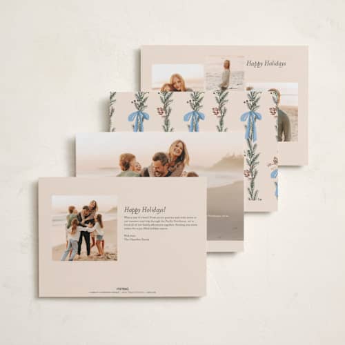 This is a halo holiday photo cards with standard by Teju Reval called festive sprigs printing on recycled smooth signature in standard