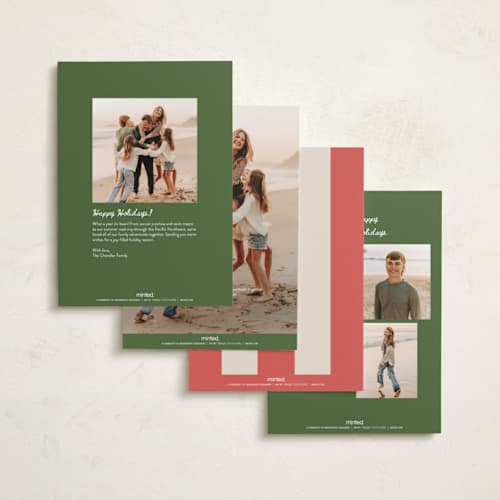This is a tree farm holiday photo cards with standard by Kamala Nahas called wreck the halls with boughs of jolly printing on recycled smooth signature in standard