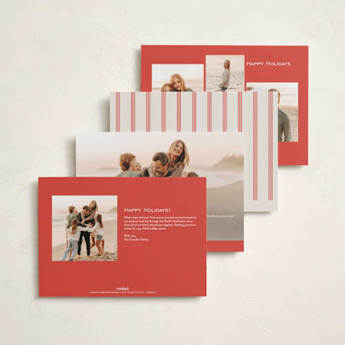 This is a scarlet holiday photo cards with standard by Alethea and Ruth called tiny tortoise border printing on recycled smooth signature in standard