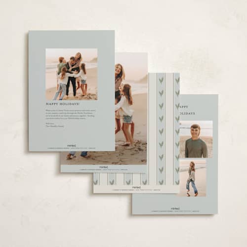This is a wintermint holiday photo cards with standard by Benita Crandall called holly pattern printing on recycled smooth signature in standard