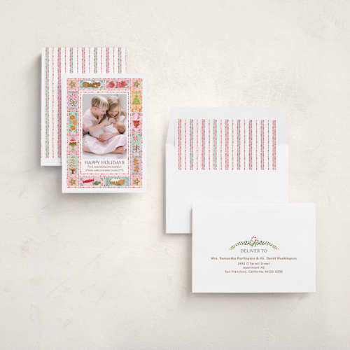 This is a peppermint holiday photo cards with standard by Paper Sun Studio called sweet dreams printing on recycled smooth signature in standard