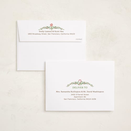 This is a peppermint holiday photo cards with standard by Paper Sun Studio called sweet dreams printing on recycled smooth signature in standard